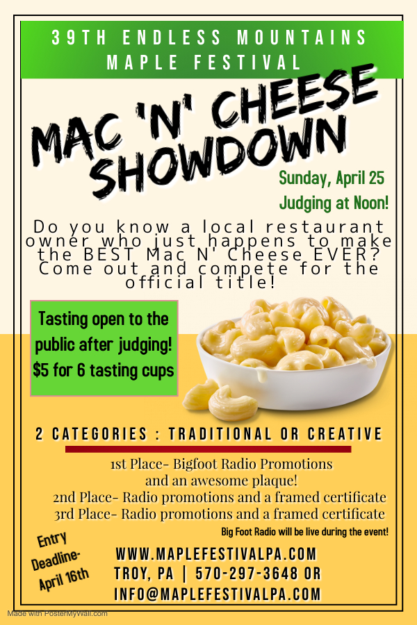 Macaroni & Cheese CookOff Endless Mountains Maple Festival